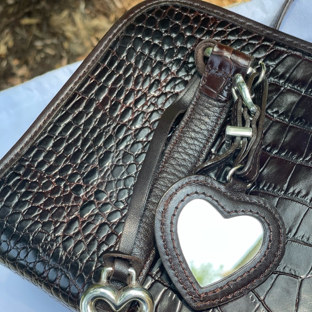 Brighton Satchel Handbag, Rich Brown Croc Embossed, Vintage! - Picture 7 of 14